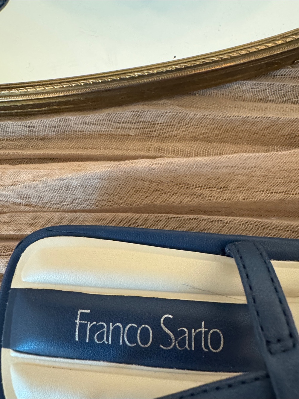 Franco Sarto Navy Woven Pointed Slingback Flats - Picture 4 of 6